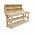 Acorn Wooden Workbench With Back Panel and Double Shelf - SGP Garden Ltd