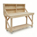 Acorn Wooden Workbench With Back Panel and Wheels - SGP Garden Ltd