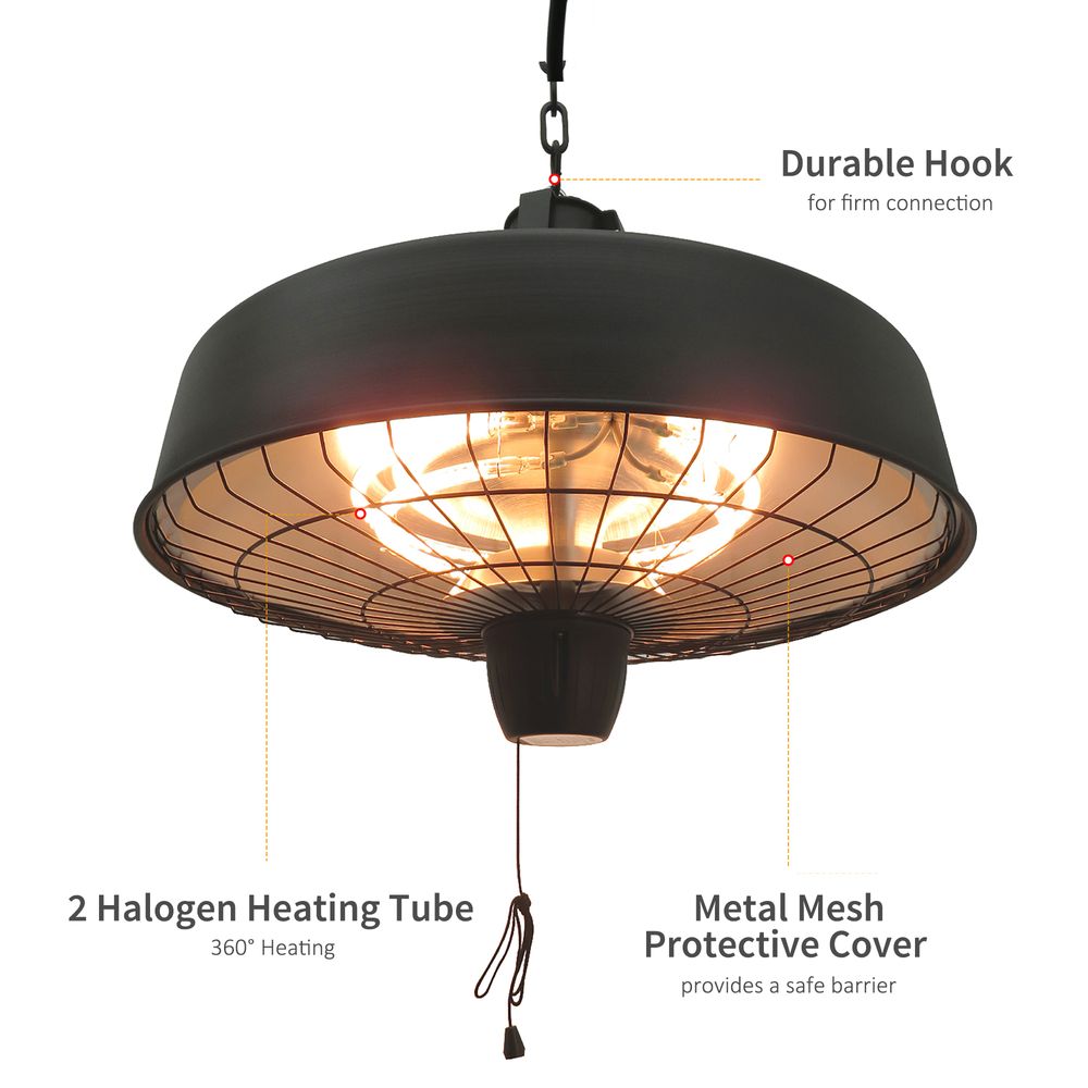 Adjustable Infrared Heater - 1000/2500W, Halogen Electric, Light & Heat, Ceiling Hanging - SGP Garden Ltd