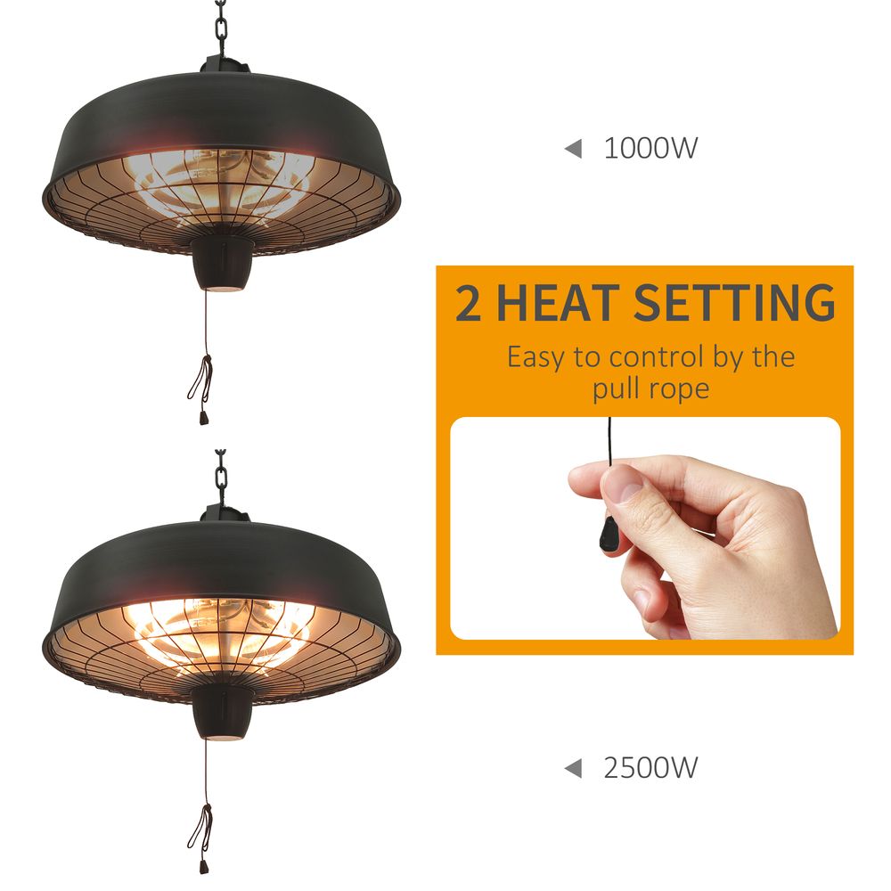 Adjustable Infrared Heater - 1000/2500W, Halogen Electric, Light & Heat, Ceiling Hanging - SGP Garden Ltd