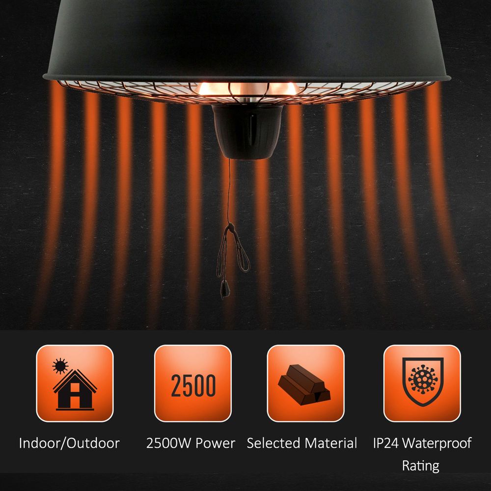 Adjustable Infrared Heater - 1000/2500W, Halogen Electric, Light & Heat, Ceiling Hanging - SGP Garden Ltd