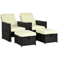 Adjustable Rattan Sun Lounger Set w/ Footstools & Storage Table - Ideal for Relaxation - High Quality - SGP Garden Ltd