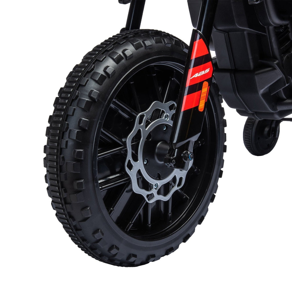 AIYAPLAY 12V Aprilia Licenced Kids Motorbike with Training Wheels, Spring Suspension, LED Light, USB, Music, Red - SGP Garden Ltd