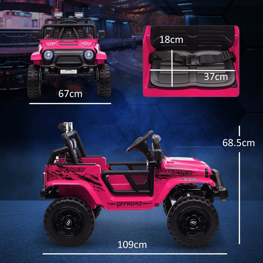 AIYAPLAY 12V Battery Powered Kids Ride-On Car, Electric Truck w/ Spring Suspension, Remote, Music, Horn, Lights, Pink - SGP Garden Ltd