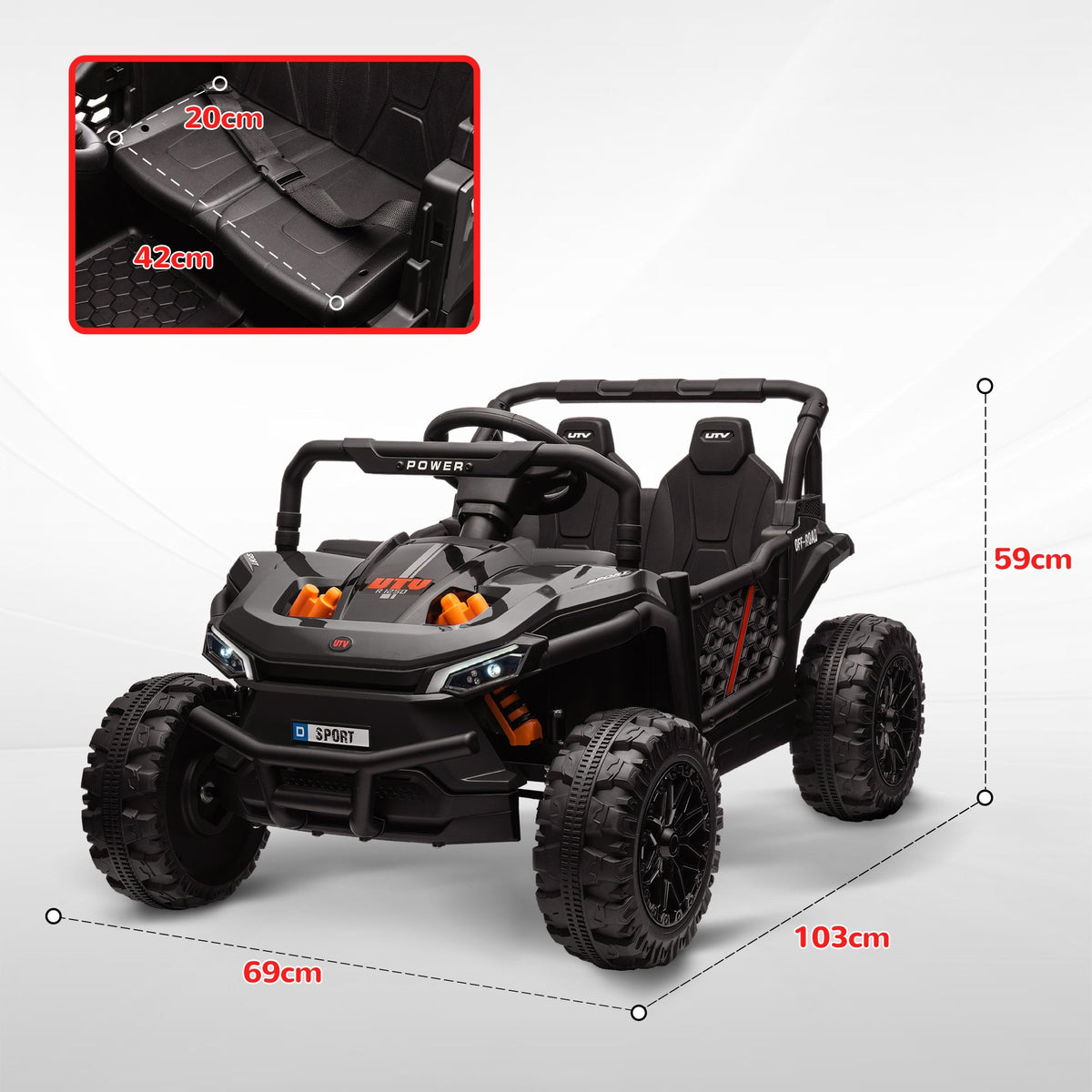 AIYAPLAY 12V Battery Powered Ride on Truck w/ Remote, Four Suspension Wheels, Horn, Lights, Music, USB, for Ages 3-5 Years, Black - SGP Garden Ltd