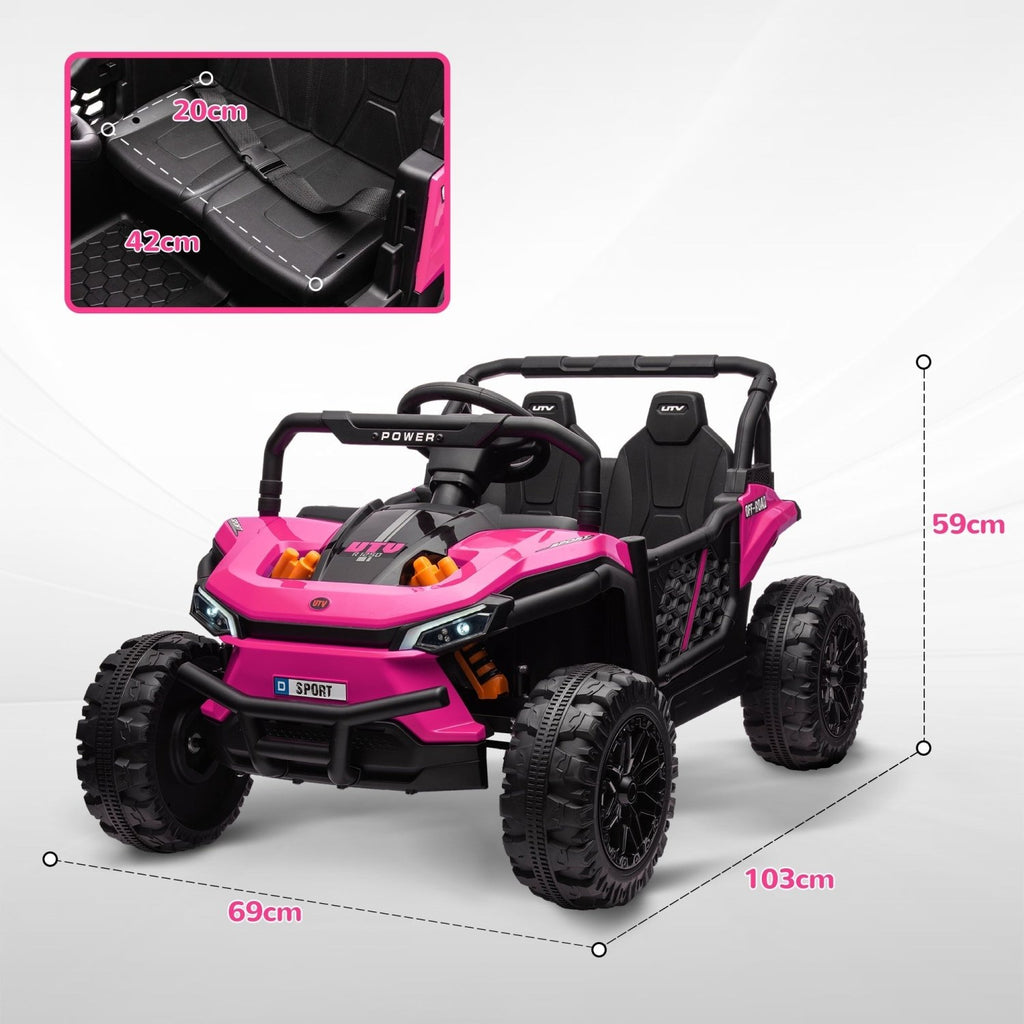 AIYAPLAY 12V Battery Powered Ride on Truck w/ Remote, Four Suspension Wheels, Horn, Lights, Music, USB, for Ages 3-5 Years, Pink - SGP Garden Ltd