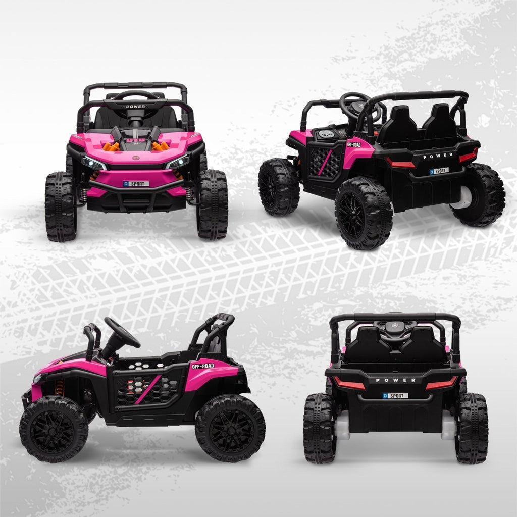 AIYAPLAY 12V Battery Powered Ride on Truck w/ Remote, Four Suspension Wheels, Horn, Lights, Music, USB, for Ages 3-5 Years, Pink - SGP Garden Ltd