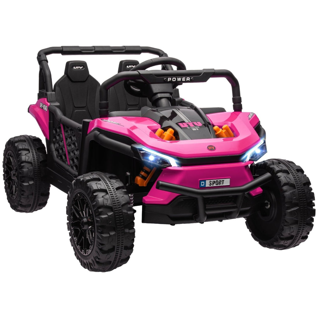 AIYAPLAY 12V Battery Powered Ride on Truck w/ Remote, Four Suspension Wheels, Horn, Lights, Music, USB, for Ages 3-5 Years, Pink - SGP Garden Ltd