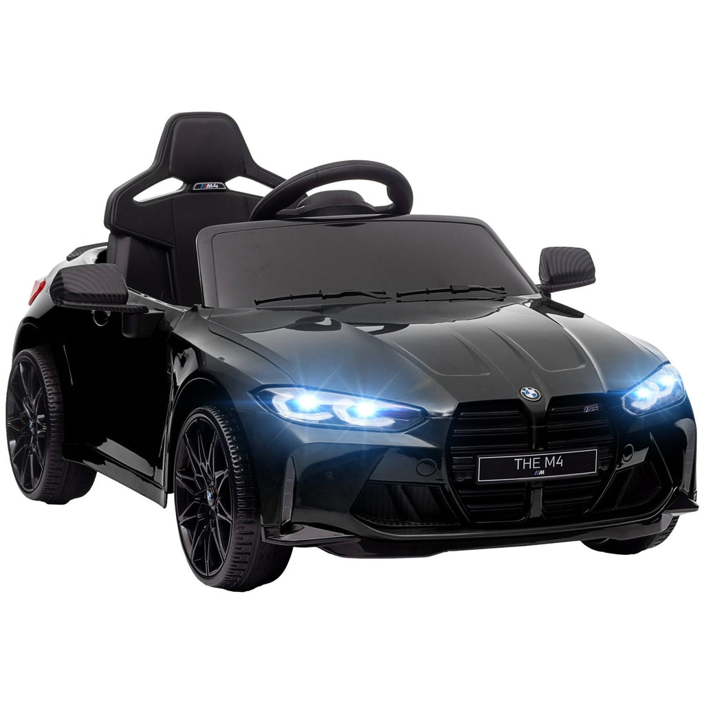 AIYAPLAY 12V BMW Licensed Kids Car, with Easy Transport, Remote Control, Suspension, Music, Horn, LED Lights, Black - SGP Garden Ltd