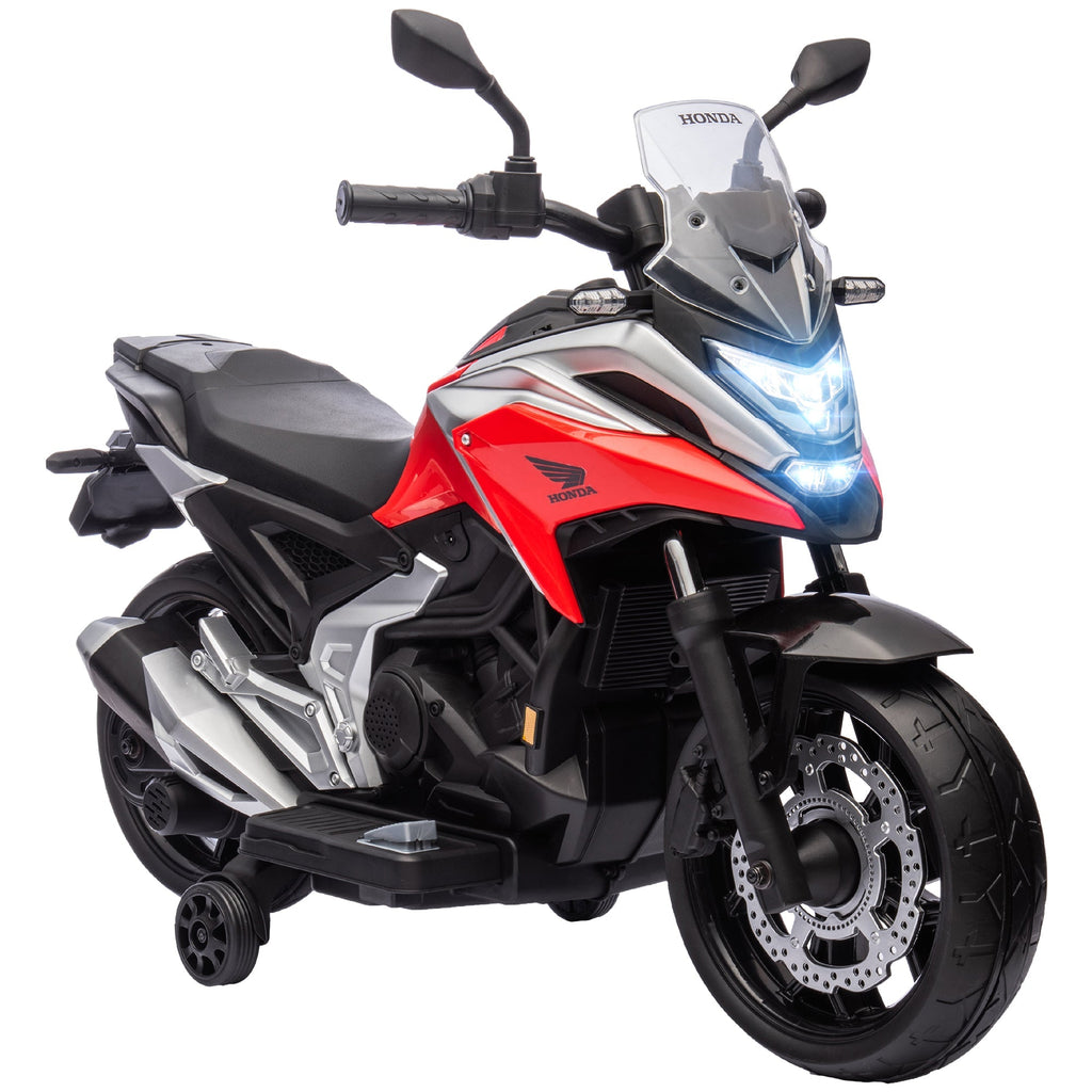 AIYAPLAY 12V Honda Licensed Kids Electric Motorbike w/ Music, Headlights, Early Education Function, for Ages 3-6 Years, Red - SGP Garden Ltd