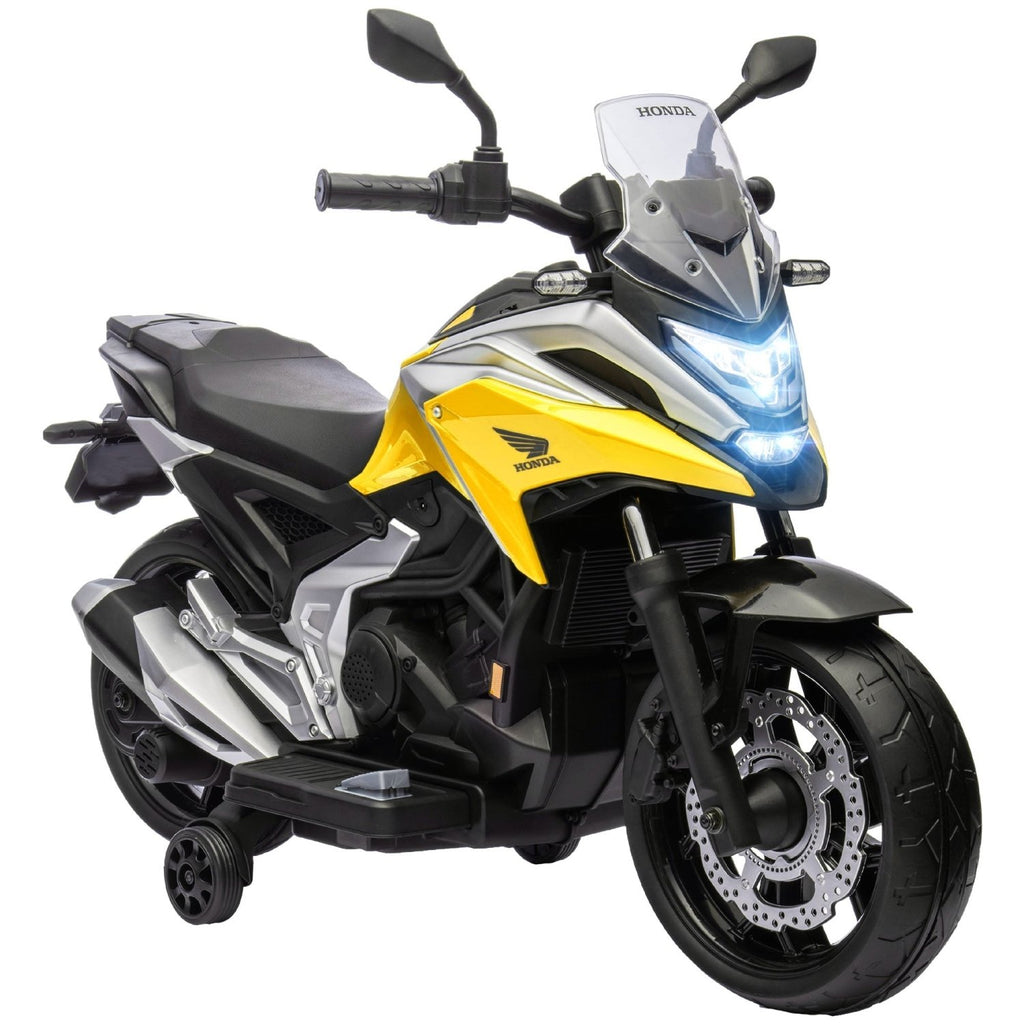 AIYAPLAY 12V Honda Licensed Kids Electric Motorbike w/ Music, Headlights, Early Education Function, for Ages 3-6 Years, Yellow - SGP Garden Ltd