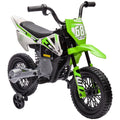 AIYAPLAY 12V Kids Electric Motorbike, Kids Electric Ride on motorcycle w/ Twist Grip Throttle, Training Wheels, Green - SGP Garden Ltd