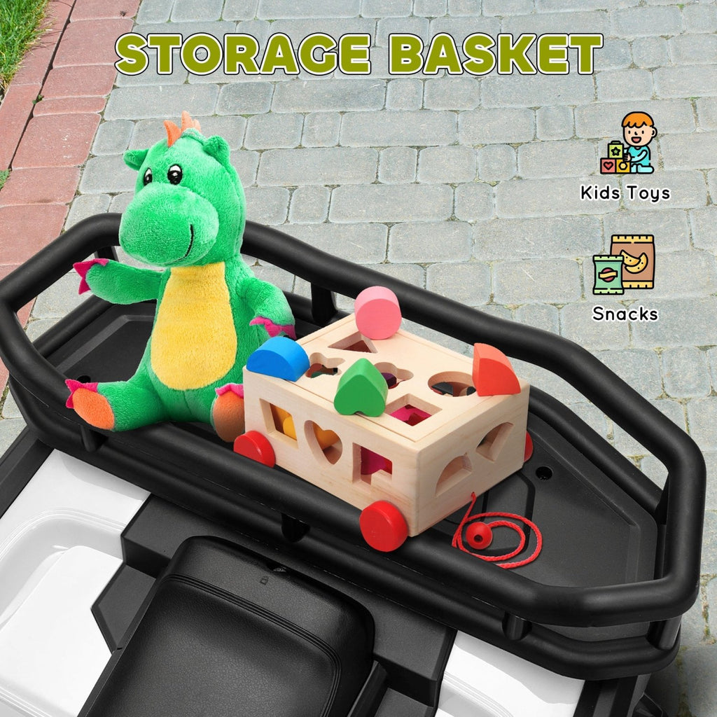 AIYAPLAY 12V Kids Electric Ride on ATV, Battery Powered Quad Bike w/ Spring Suspension, Forward Backward, Storage Basket - Green - SGP Garden Ltd