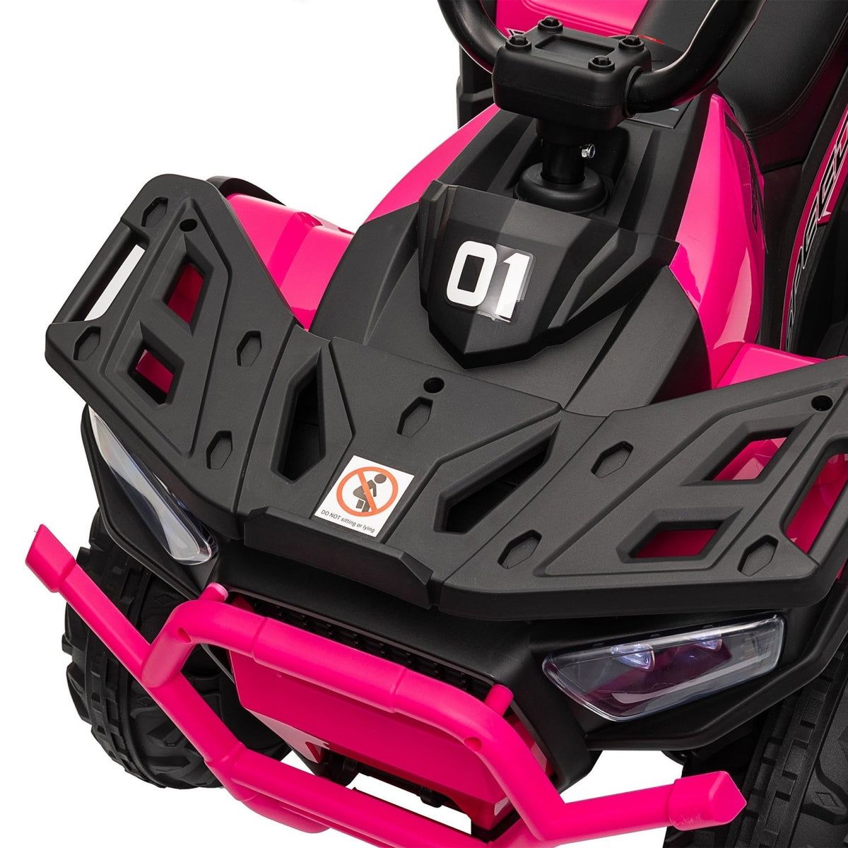 AIYAPLAY 12V Kids Electric Ride on ATV, Battery Powered Quad Bike w/ Spring Suspension, Forward Backward, Storage Basket - Pink - SGP Garden Ltd