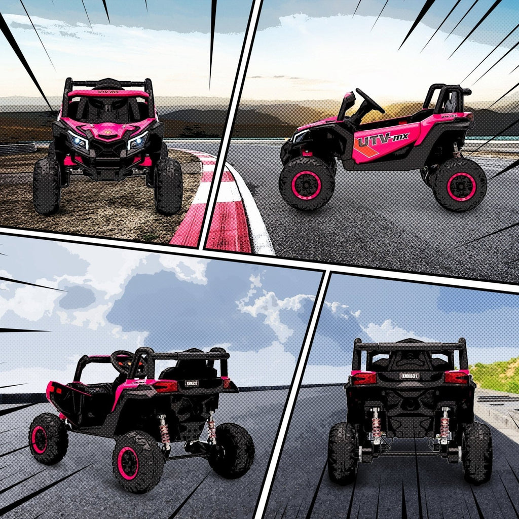 AIYAPLAY 12V Kids Ride On Car with Remote Control, Kids Electric Car with Suspension System, Music, for Kids 3-5 Years, Pink - SGP Garden Ltd