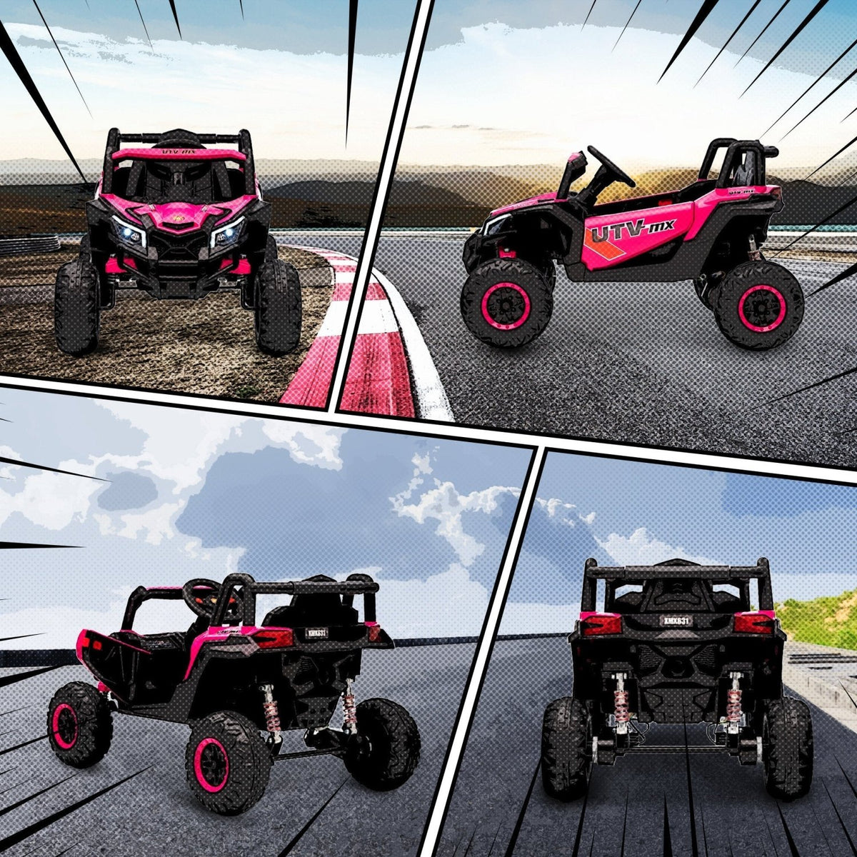 AIYAPLAY 12V Kids Ride On Car with Remote Control, Kids Electric Car with Suspension System, Music, for Kids 3-5 Years, Pink - SGP Garden Ltd