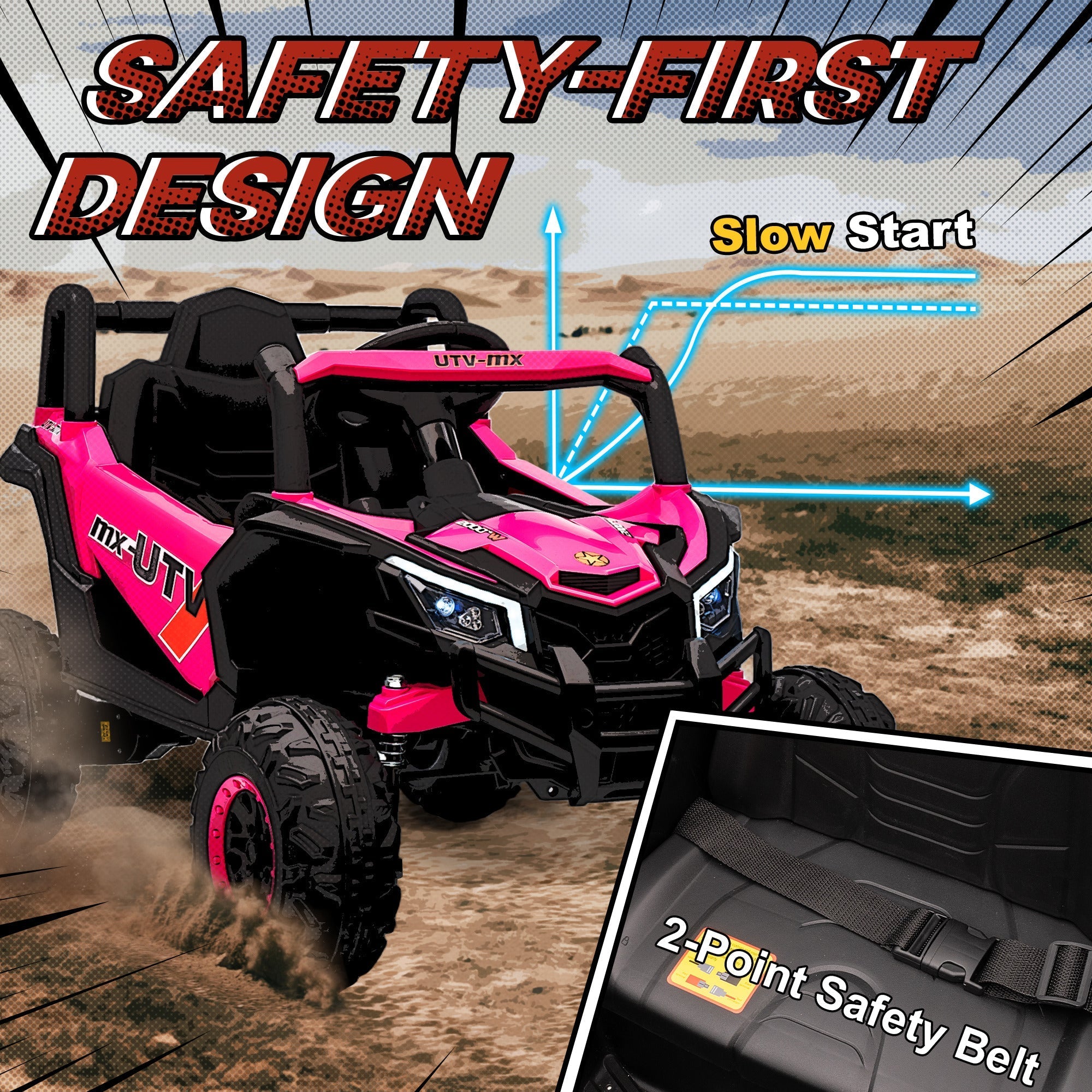 AIYAPLAY 12V Kids Ride On Car with Remote Control, Kids Electric Car with Suspension System, Music, for Kids 3-5 Years, Pink - SGP Garden Ltd