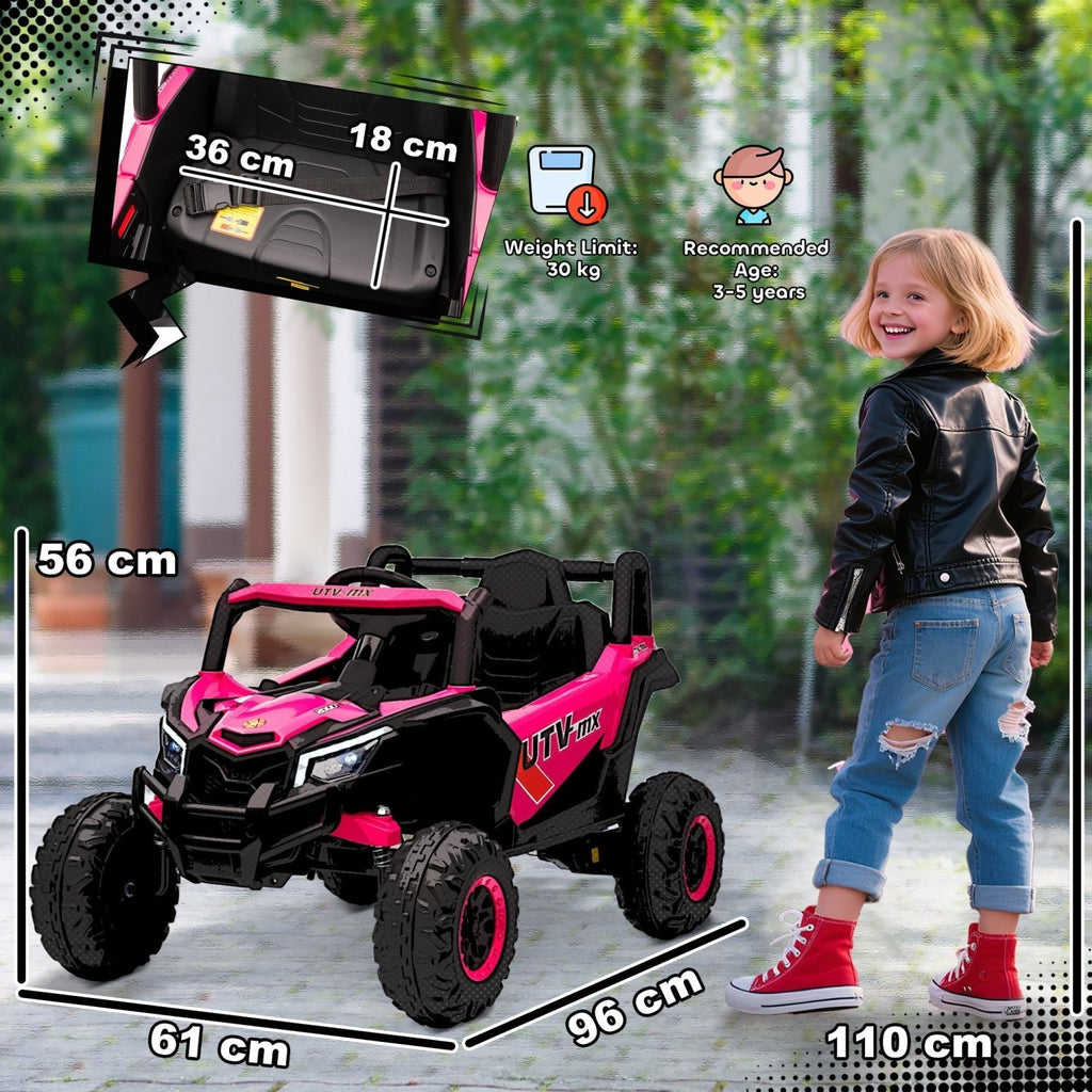 AIYAPLAY 12V Kids Ride On Car with Remote Control, Kids Electric Car with Suspension System, Music, for Kids 3-5 Years, Pink - SGP Garden Ltd