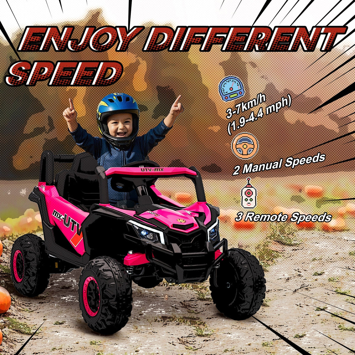 AIYAPLAY 12V Kids Ride On Car with Remote Control, Kids Electric Car with Suspension System, Music, for Kids 3-5 Years, Pink - SGP Garden Ltd