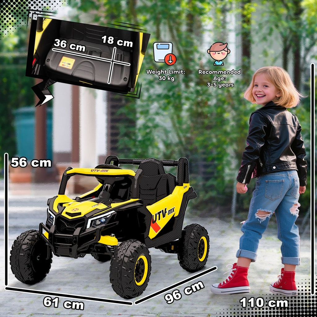 AIYAPLAY 12V Kids Ride On Car with Remote Control, Kids Electric Car with Suspension System, Music, for Kids 3-5 Years, Yellow - SGP Garden Ltd