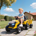 AIYAPLAY 12V Ride on Tractor and Trailer with Remote Control, Music, Shifter, Start-Up Sound, for Kids Ages 3-8 Years, Yellow - SGP Garden Ltd