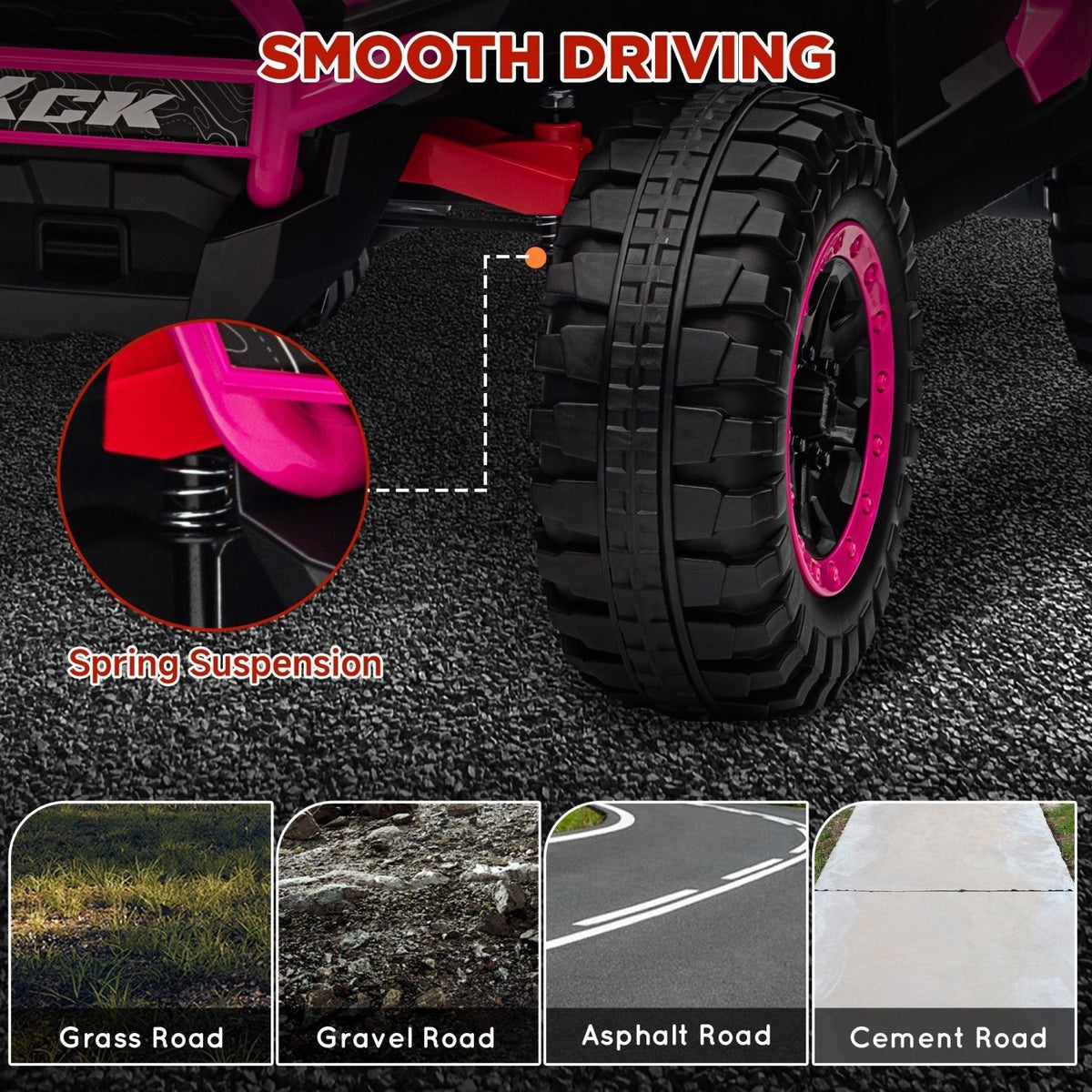 AIYAPLAY 2 Seater 24V 7AH Ride on Truck, Battery Powered Electric Ride On Car w/ Remote, Suspension, 3 Speeds - Pink - SGP Garden Ltd