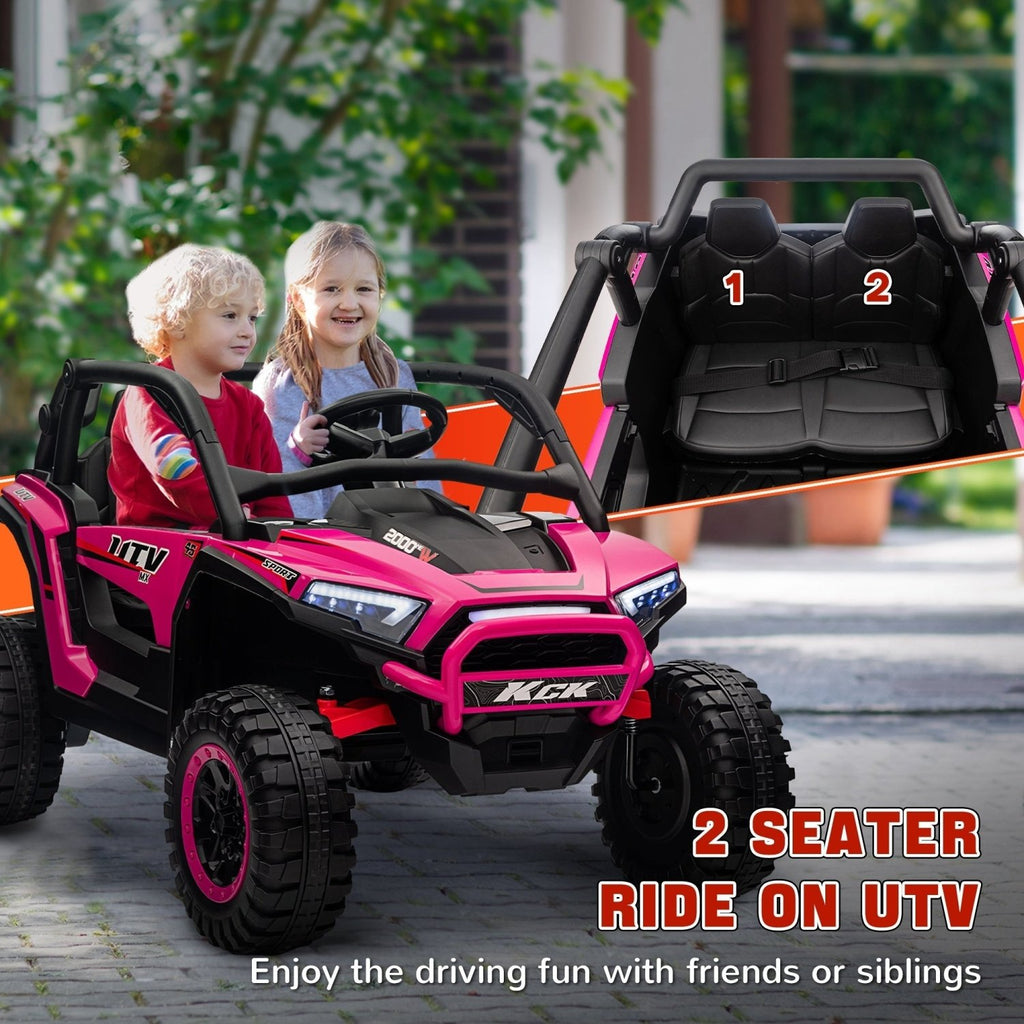 AIYAPLAY 2 Seater 24V 7AH Ride on Truck, Battery Powered Electric Ride On Car w/ Remote, Suspension, 3 Speeds - Pink - SGP Garden Ltd