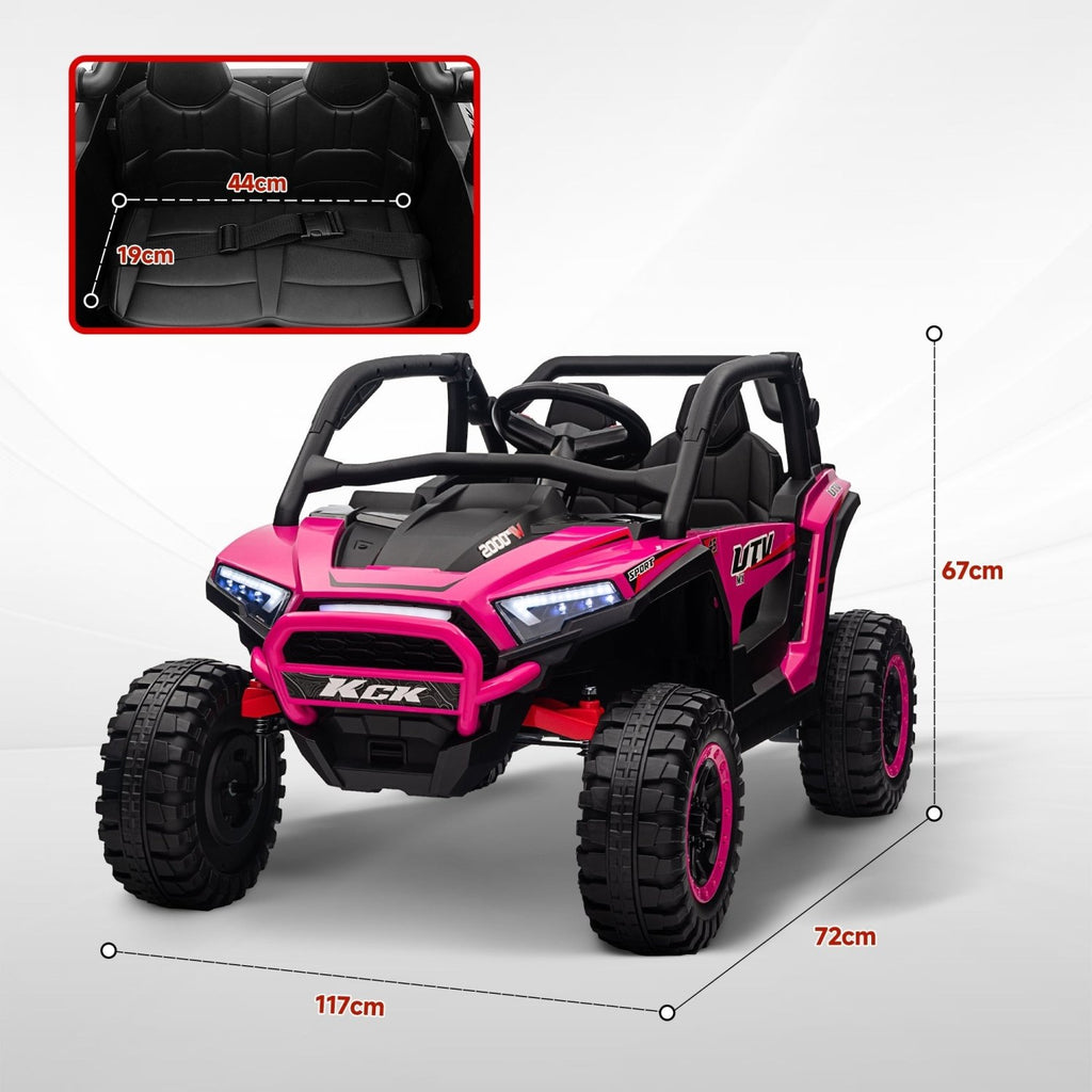 AIYAPLAY 2 Seater 24V 7AH Ride on Truck, Battery Powered Electric Ride On Car w/ Remote, Suspension, 3 Speeds - Pink - SGP Garden Ltd