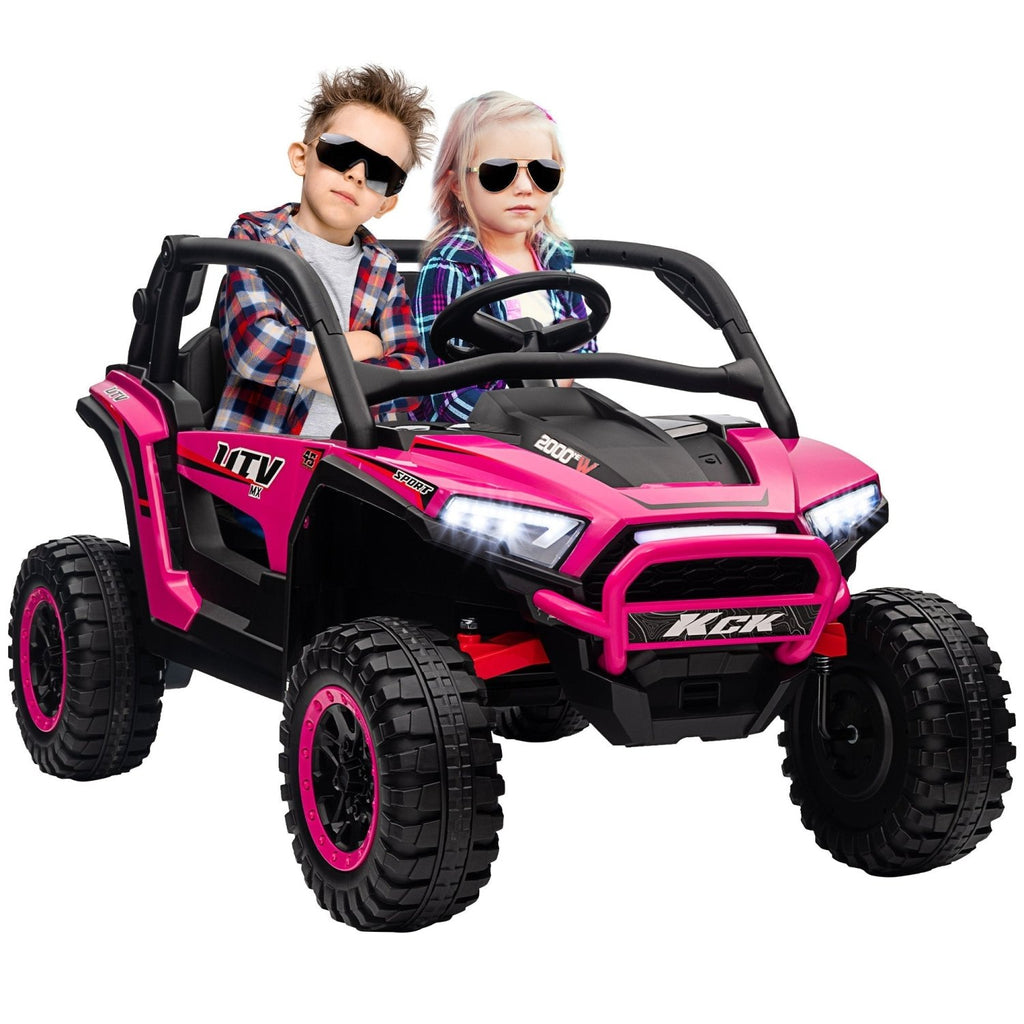 AIYAPLAY 2 Seater 24V 7AH Ride on Truck, Battery Powered Electric Ride On Car w/ Remote, Suspension, 3 Speeds - Pink - SGP Garden Ltd