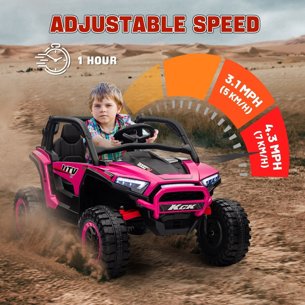 AIYAPLAY 2 Seater 24V 7AH Ride on Truck, Battery Powered Electric Ride On Car w/ Remote, Suspension, 3 Speeds - Pink - SGP Garden Ltd