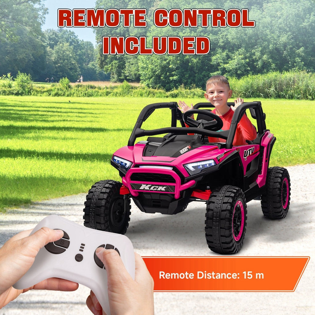 AIYAPLAY 2 Seater 24V 7AH Ride on Truck, Battery Powered Electric Ride On Car w/ Remote, Suspension, 3 Speeds - Pink - SGP Garden Ltd