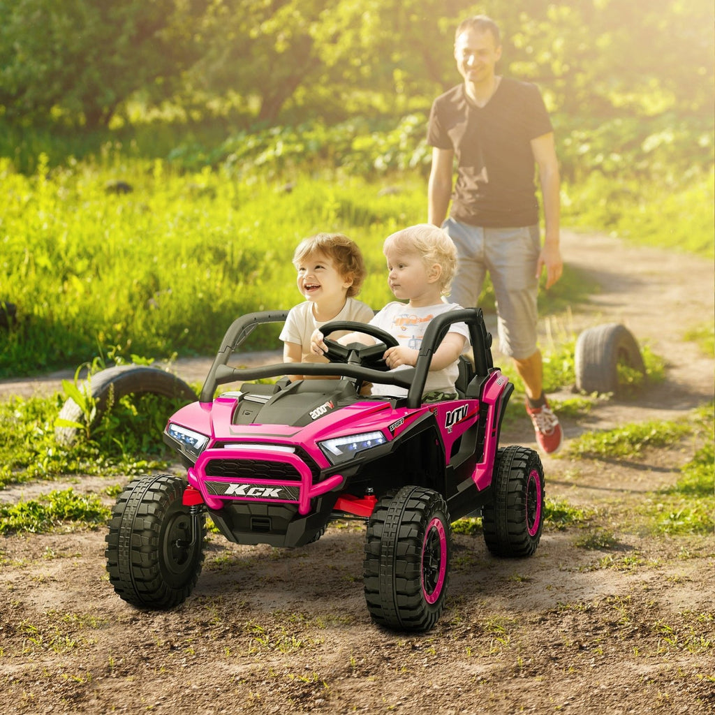 AIYAPLAY 2 Seater 24V 7AH Ride on Truck, Battery Powered Electric Ride On Car w/ Remote, Suspension, 3 Speeds - Pink - SGP Garden Ltd