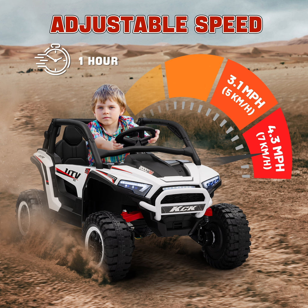 AIYAPLAY 2 Seater 24V 7AH Ride on Truck, Battery Powered Electric Ride On Car w/ Remote, Suspension, 3 Speeds - White - SGP Garden Ltd
