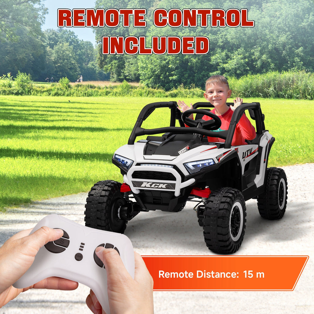 AIYAPLAY 2 Seater 24V 7AH Ride on Truck, Battery Powered Electric Ride On Car w/ Remote, Suspension, 3 Speeds - White - SGP Garden Ltd