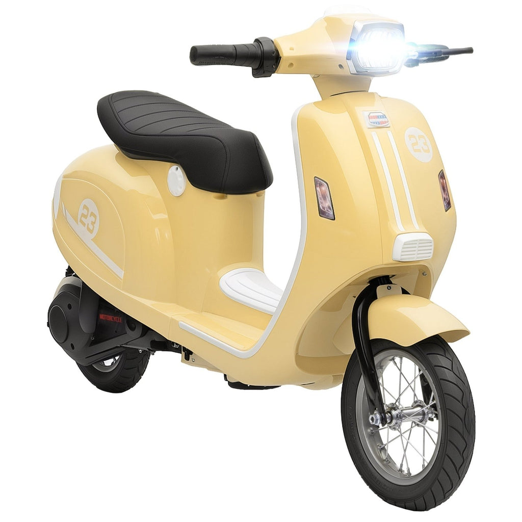 AIYAPLAY 24V Kids Electric Motorbike, Ride on Motorcycle with Manual Throttle, Brakes and LED Lights for Ages 8-12 Years, Beige - SGP Garden Ltd