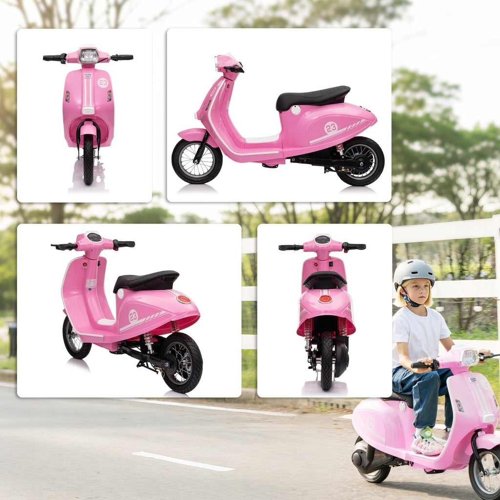 AIYAPLAY 24V Kids Electric Motorbike, Ride on Motorcycle with Manual Throttle, Brakes and LED Lights for Ages 8-12 Years, Pink - SGP Garden Ltd