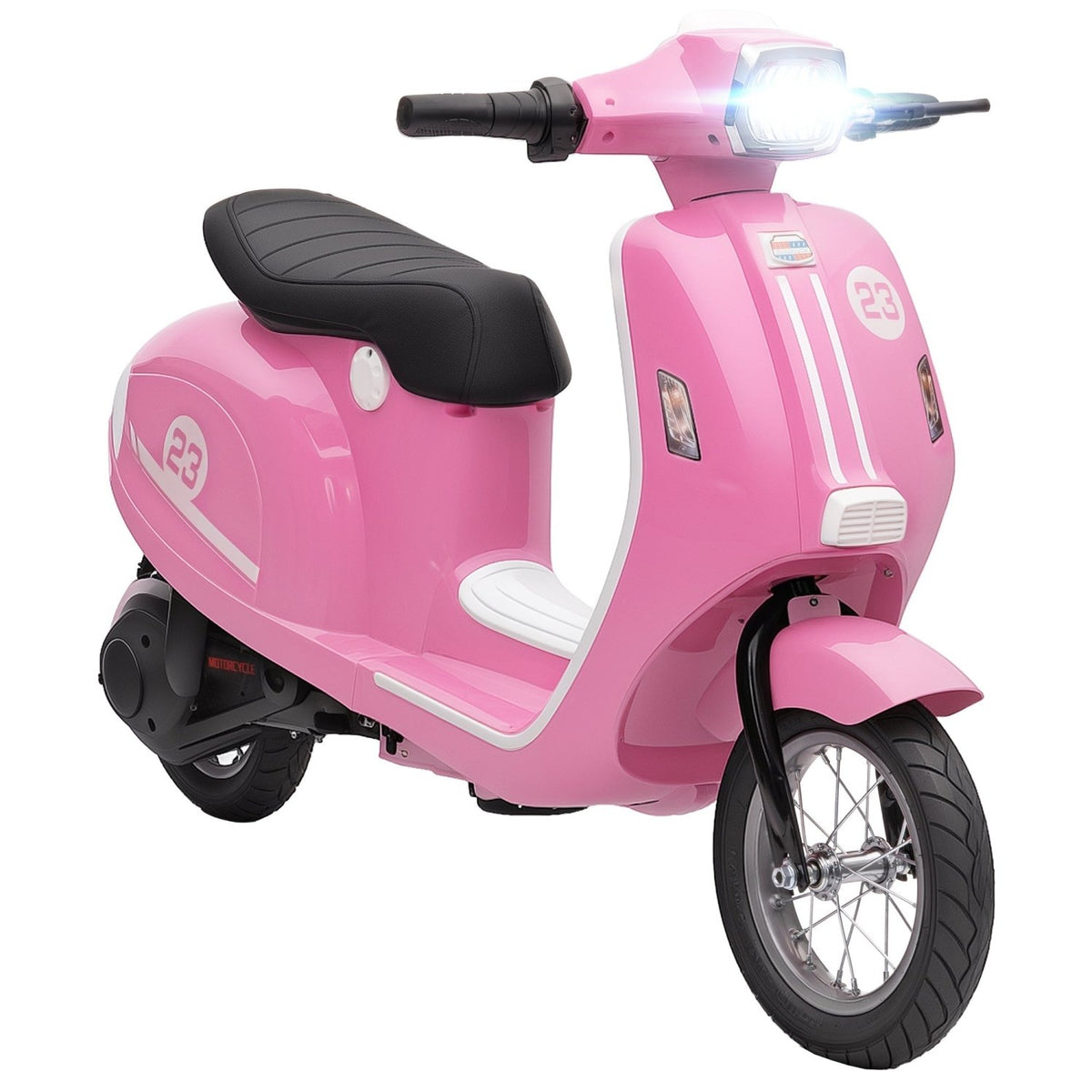 AIYAPLAY 24V Kids Electric Motorbike, Ride on Motorcycle with Manual Throttle, Brakes and LED Lights for Ages 8-12 Years, Pink - SGP Garden Ltd