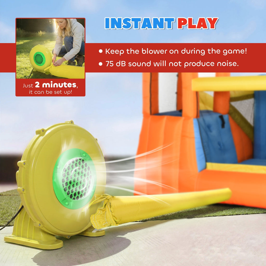 AIYAPLAY 5 in 1 Bouncy Castle for Children, Inflatable Bounce House with Dual Slides, Pool, Climbing Wall, Water Cannons, Blower - SGP Garden Ltd