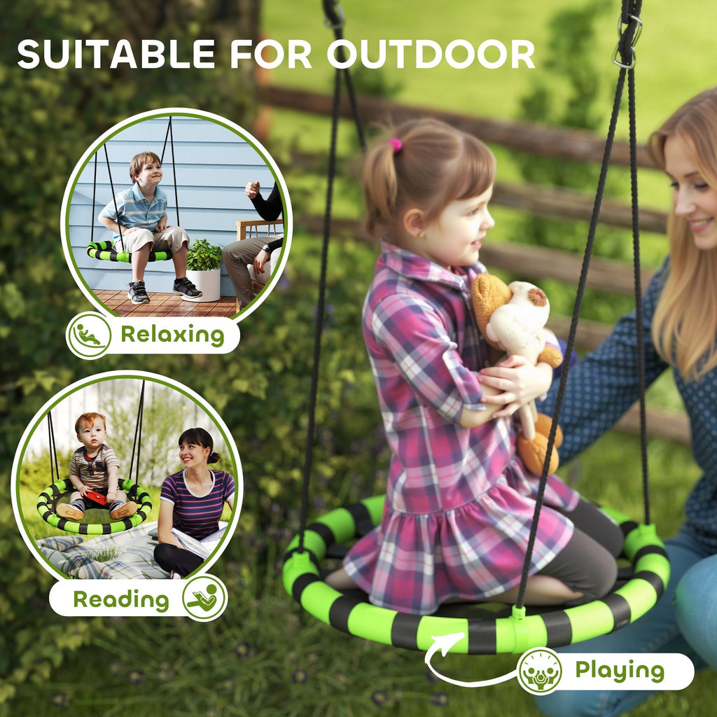 AIYAPLAY 60 cm Diameter Kid Nest Swing Seat with Height Adjustable Ropes for Outdoor Indoor, Black - SGP Garden Ltd