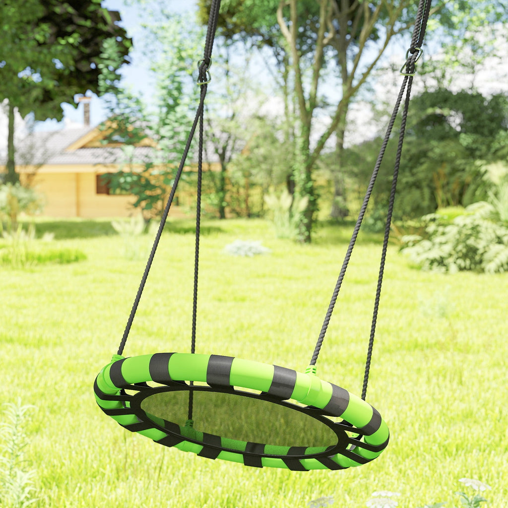 AIYAPLAY 60 cm Diameter Kid Nest Swing Seat with Height Adjustable Ropes for Outdoor Indoor, Black - SGP Garden Ltd