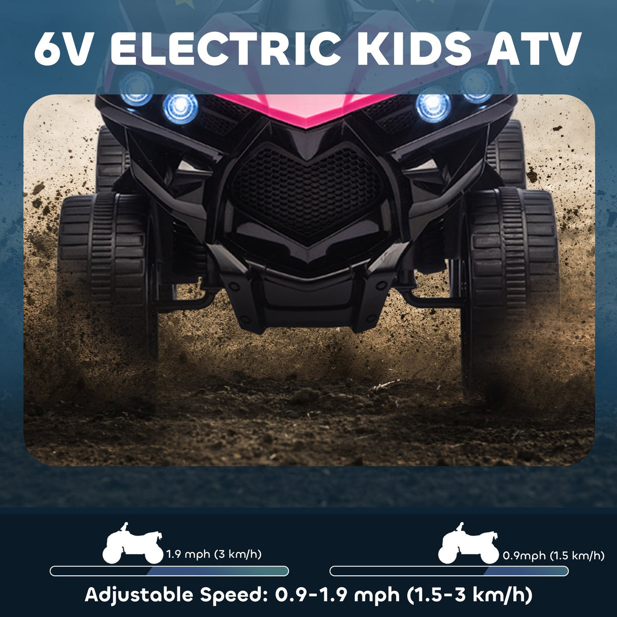 AIYAPLAY 6V Kids ATV, 4 Wheeler Electric Ride on Car with Music and LED Headlights, for Ages 3-8 Years Boys and Girls, Pink - SGP Garden Ltd