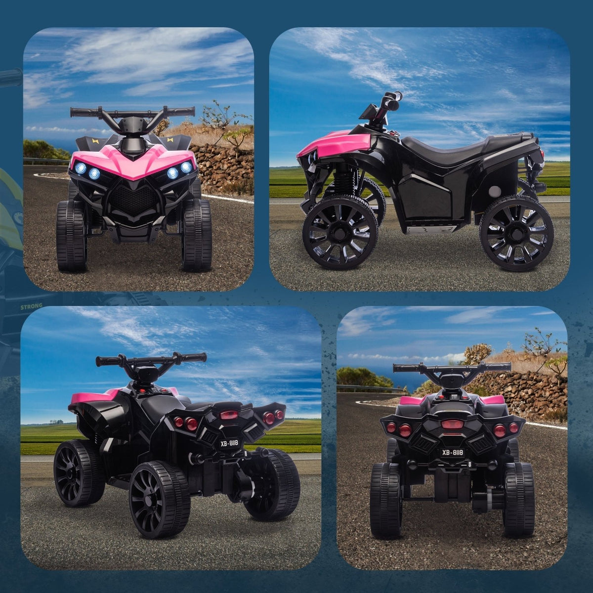 AIYAPLAY 6V Kids ATV, 4 Wheeler Electric Ride on Car with Music and LED Headlights, for Ages 3-8 Years Boys and Girls, Pink - SGP Garden Ltd
