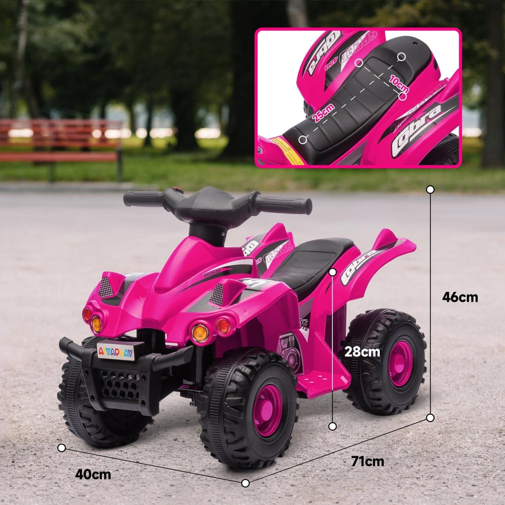 AIYAPLAY 6V Kids Electric Quad Bike w/ Music, Forward Function, for 2-6 Years, Pink - SGP Garden Ltd