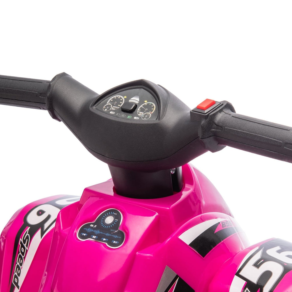 AIYAPLAY 6V Kids Electric Quad Bike w/ Music, Forward Function, for 2-6 Years, Pink - SGP Garden Ltd