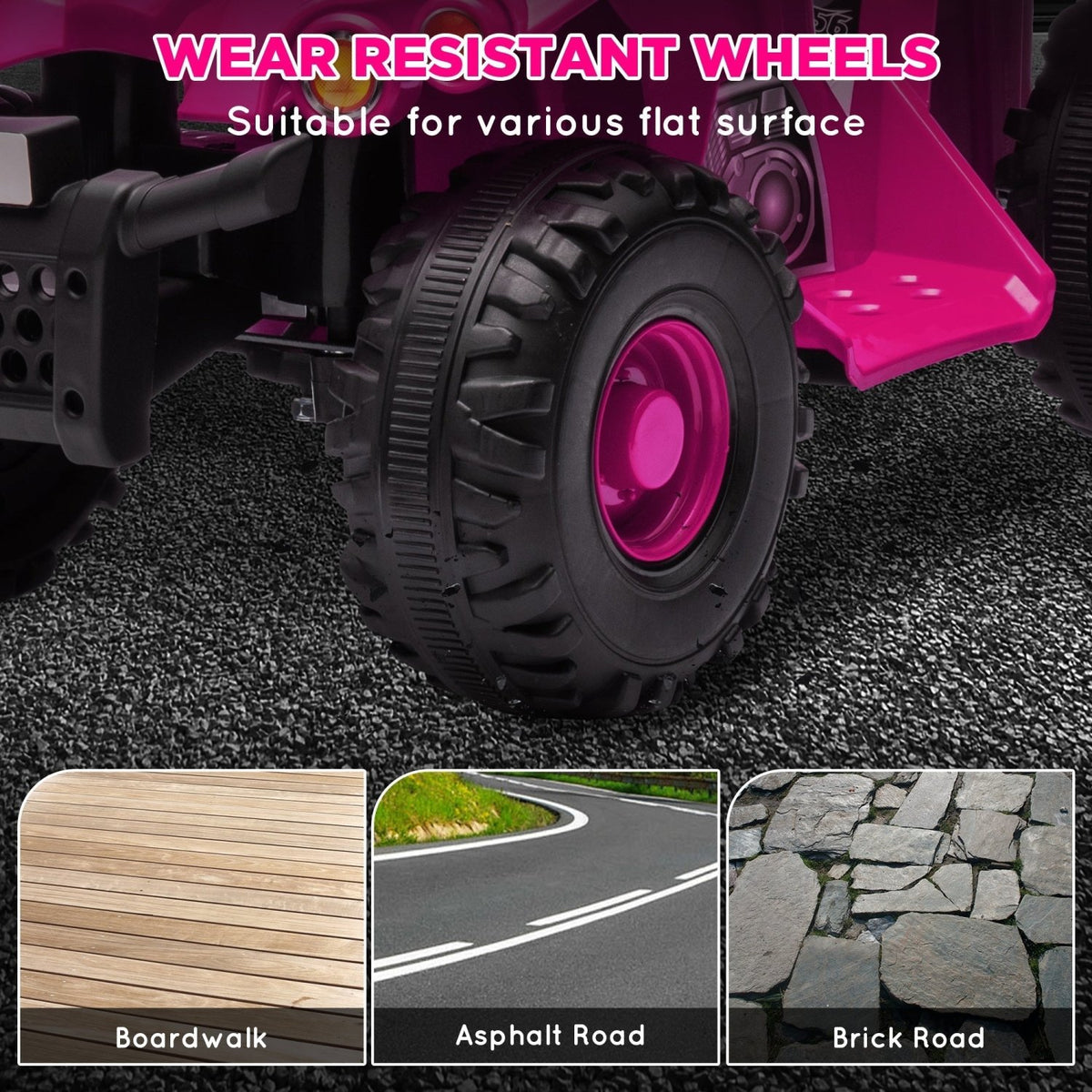 AIYAPLAY 6V Kids Electric Quad Bike w/ Music, Forward Function, for 2-6 Years, Pink - SGP Garden Ltd