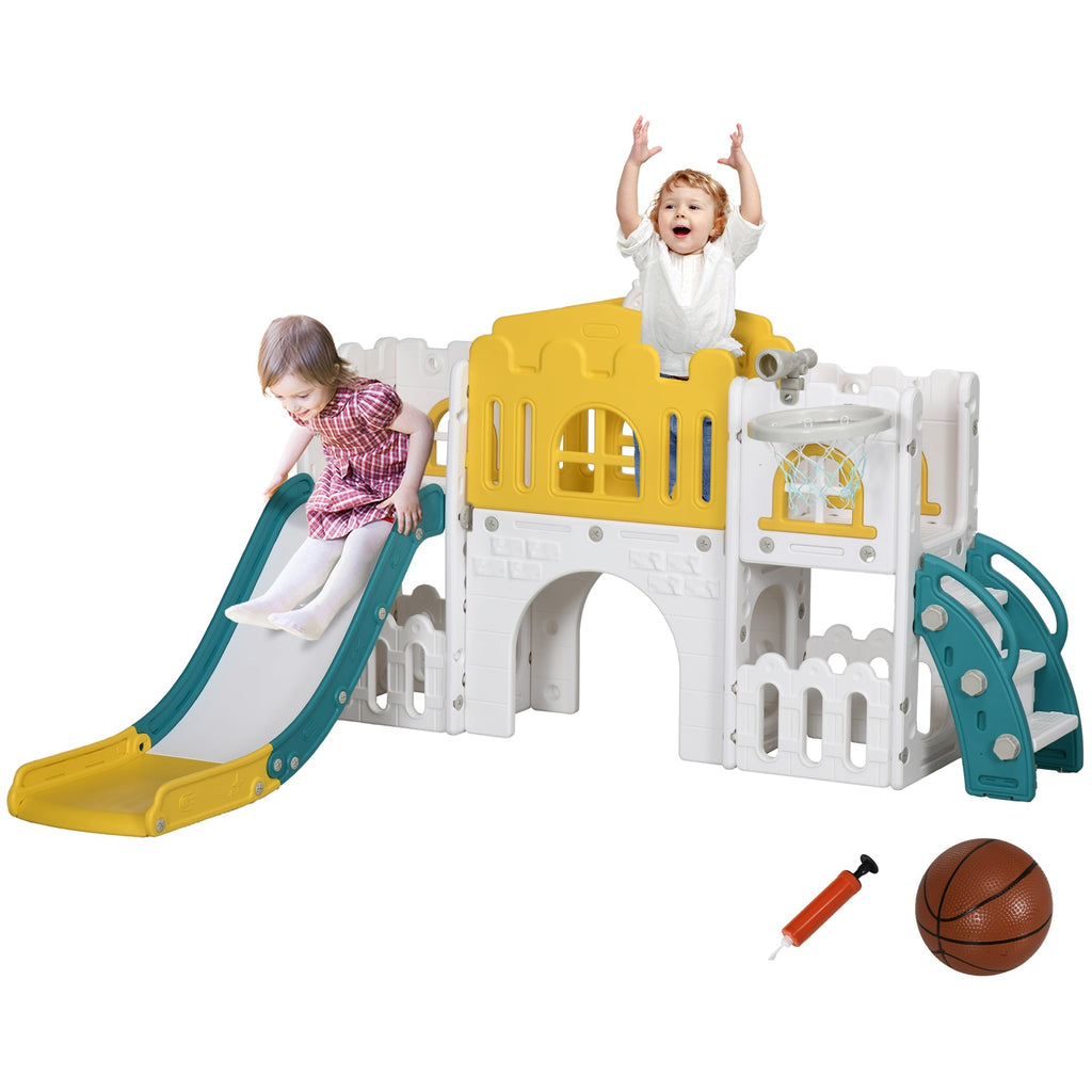 AIYAPLAY 7-in-1 Toddler Slide for Ages 1-3 Years with Basketball Hoop - SGP Garden Ltd