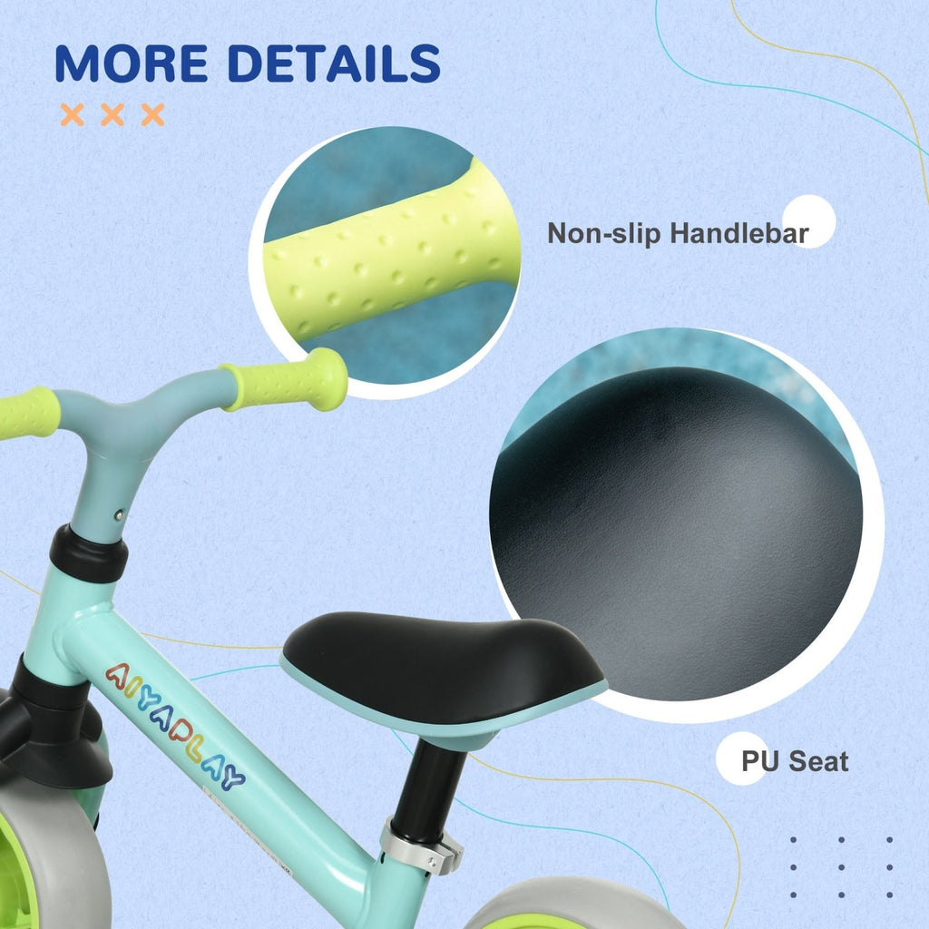 AIYAPLAY 8" Balance Bike, Lightweight Training Bike for Children, with Adjustable Seat, EVA Wheels, Easy installation - Green - SGP Garden Ltd