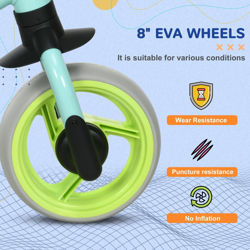 AIYAPLAY 8" Balance Bike, Lightweight Training Bike for Children, with Adjustable Seat, EVA Wheels, Easy installation - Green - SGP Garden Ltd
