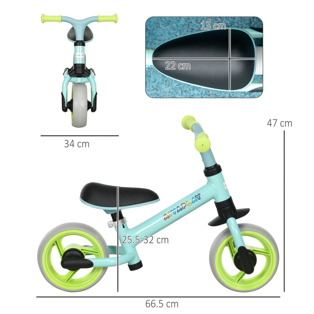 AIYAPLAY 8" Balance Bike, Lightweight Training Bike for Children, with Adjustable Seat, EVA Wheels, Easy installation - Green - SGP Garden Ltd