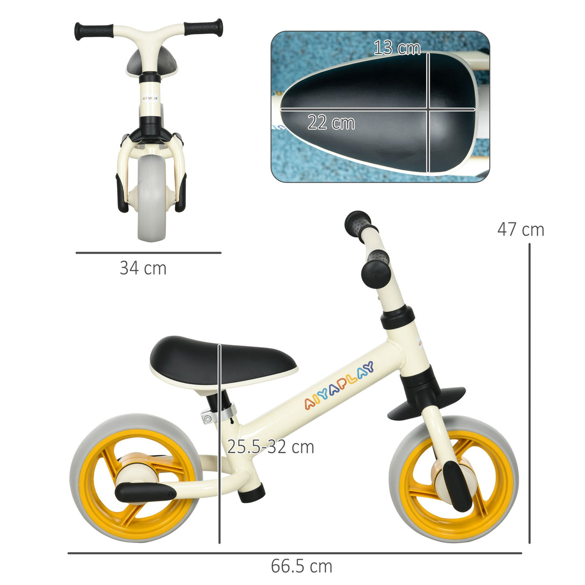 AIYAPLAY 8" Balance Bike, Lightweight Training Bike for Children, with Adjustable Seat, EVA Wheels, Easy installation - Orange - SGP Garden Ltd